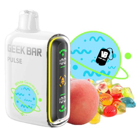 White Gummy Ice Geek Bar Pulse Vape 1299 Dual Mesh Coil