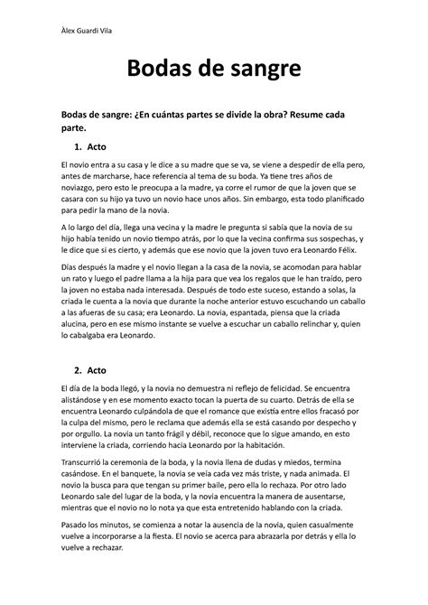 Bodas de sangre ejercicios para un trabajo Àlex Guardi Vila Bodas de