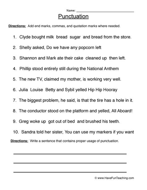 Grammar And Punctuation Worksheets