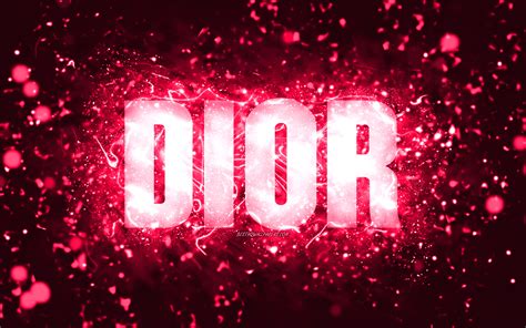 Download Wallpapers Happy Birthday Dior 4k Pink Neon Lights Dior