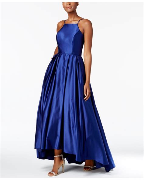 Betsy And Adam High Low Satin Gown In Blue Lyst