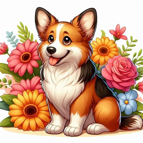 Cute Cardigan Welsh Corgi Perro De Dibujos Animados De Estilo Vectorial