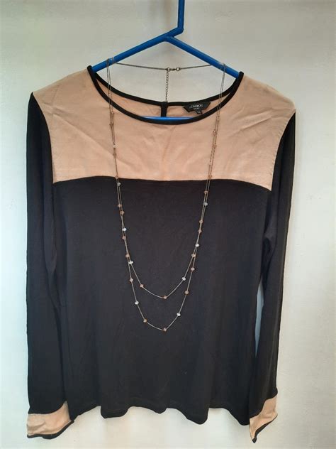 LC Waikiki Nude And Black Top Women S Fashion Tops Longsleeves On Carousell