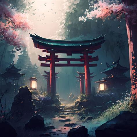 Japanese Torii Gate In Sakura Forest Photographic Print By Coco Fu In