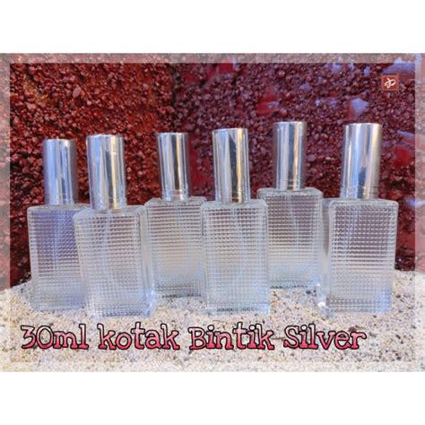 Jual BOTOL PARFUM 30ML KOTAK BINTIK SILVER PER 1 LUSIN PER 12 PCS