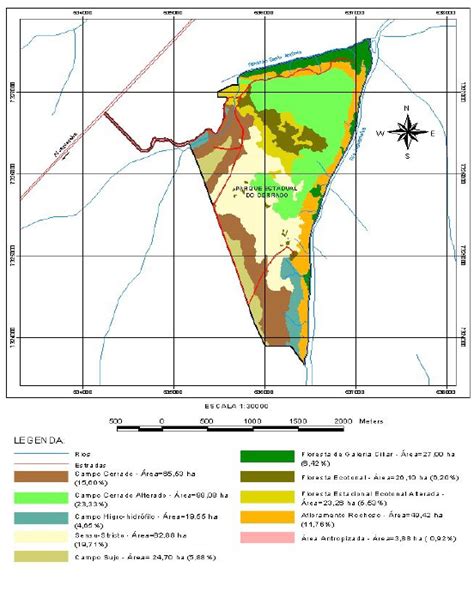 Mapa De Vegetação Do Parque Estadual Do Cerrado Iap 2002 Download Scientific Diagram