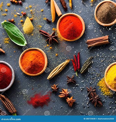 A Macro Photograph of Colorful Spices Sprinkled on a Black Surface ...