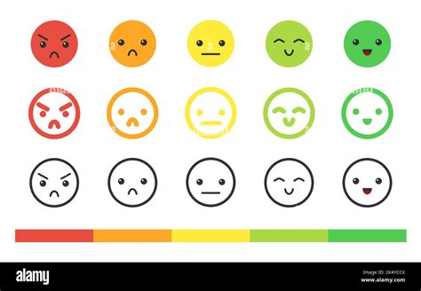 Emotional Mood Scale Isolated Flat Icon Set Emoji Indicator Of