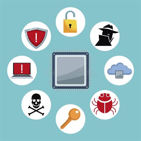 Cyber Security Icons Stock Vector Illustration Of Internet 108746363