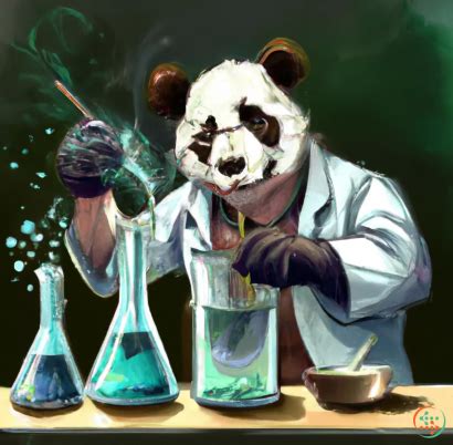 Digital Art Of Panda Mad Scientist Mixing Sparkling Chemicals