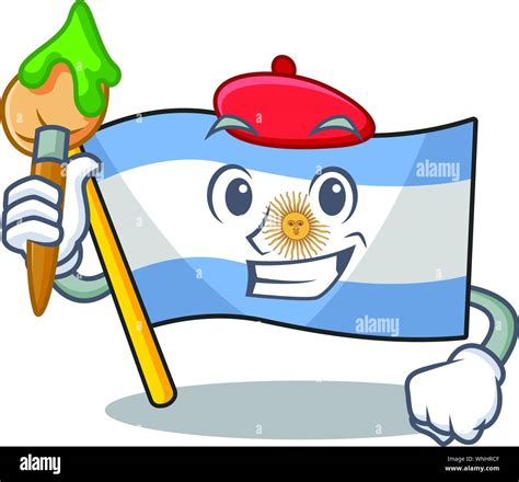 Artist Flag Argentina Cartoon The Shaped Mascot Stock Vector Image