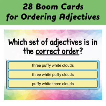 Identifying Comparing And Ordering Adjectives Boom Card Bundle