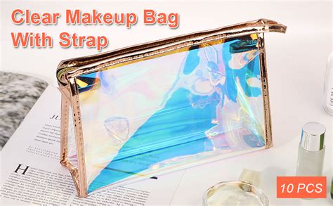 Amazon Voittozege 10 Pcs Holographic Makeup Bag Bulk Iridescent