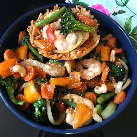 Chinese Potato Bird Nests With Shrimp And Veggies My Curated Tastes