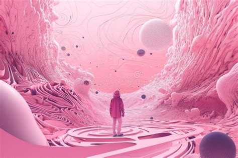 Universo Rosa Con Grandes Planetas Y Gran Ilustración De Humo Stock De Ilustración Ilustración