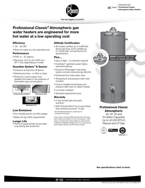 Professional Classic Atmospheric Gas Water Heaters Efficiency