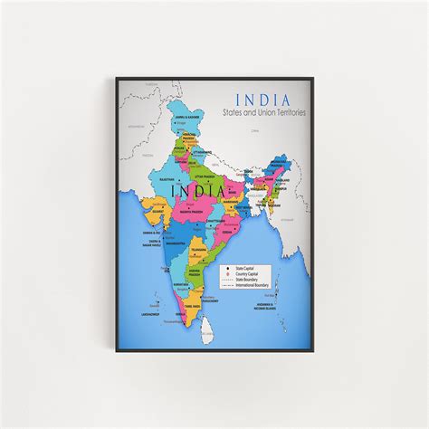 Map of India Digital India Map India Wall Art (Download Now) - Etsy