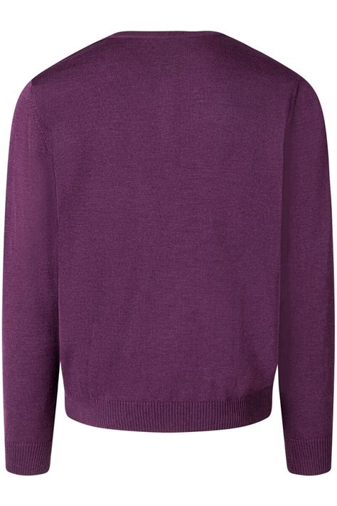 Maerz Superwash Classic Fit Herren Trui V Hals Aubergine Overhemden