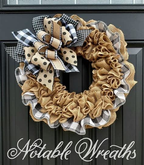 Year Round Burlap Wreath Farmhouse Buffalo Check Wreath All Seasons