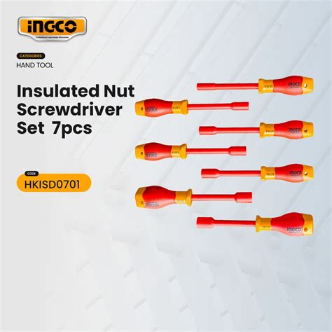 Ingco HKISD0701 7pcs Industrial Insulated Nut Screwdriver Set 1000V