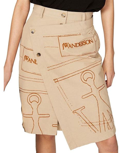 Jw Anderson Logo Asymmetric Skirt In Natural Lyst