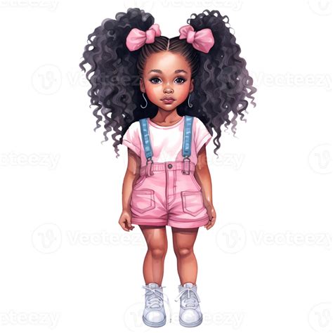 Ai Generated Cute Black Girl Fashion Watercolor Clipart Illustration 34897860 Png