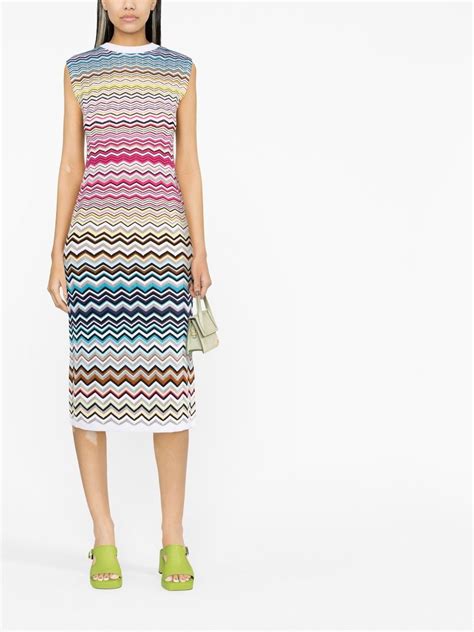 Missoni Multicolour Zigzag Pattern Print Midi Dress Farfetch