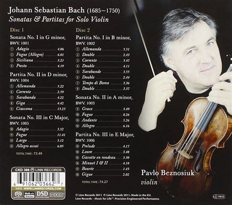 Sonatas And Partitas For Solo Violin Pavlo Beznosiuk CD Album