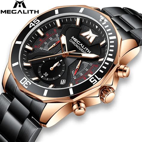 MEGALITH reloj deportivo de cuarzo inoxidable para hombre cronógrafo