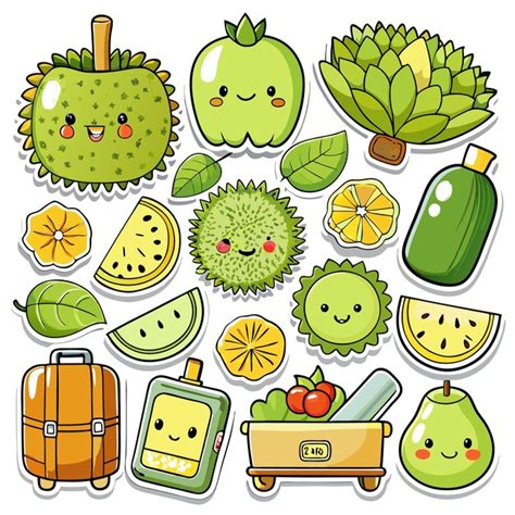 Cute Fruit And Vegetable Stickers With Playful Designs Premium Ai