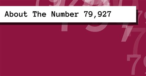 About The Number 79,927
