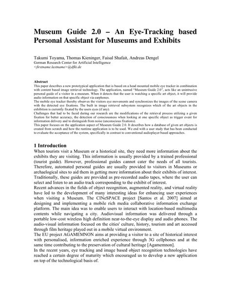 Pdf Museum Guide 2 0 An Eye Tracking Based Personal Assistant For Museums And Exhibits