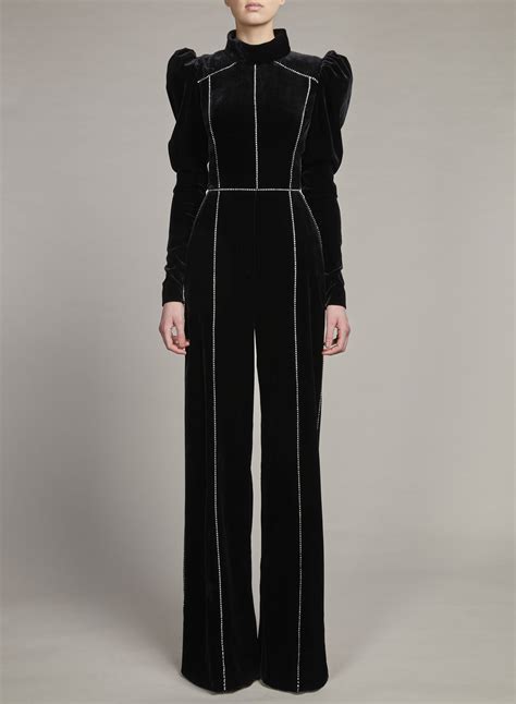 Inspiring Class And Grace This Velvet Jumpsuit With Puffed Sleeves And