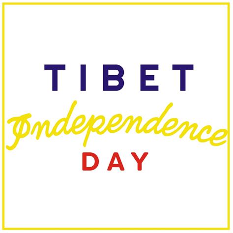 Tibet independence day text in blue, yellow and red on white background