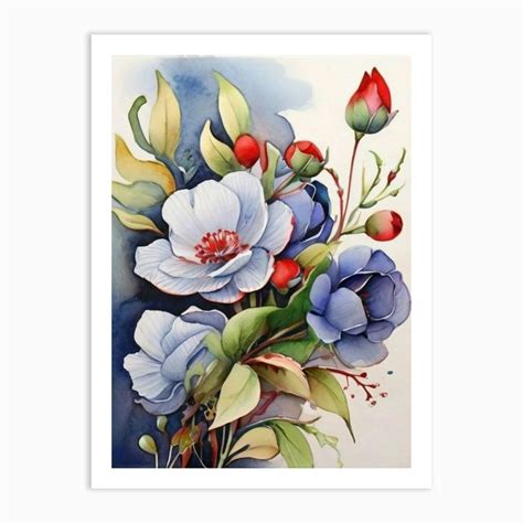 Blue Flowers Art Print By Artistcom Fy