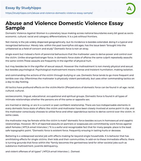 Abuse And Violence Domestic Violence Essay Sample