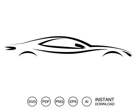 Sport Car Outline Svg Etsy Uk