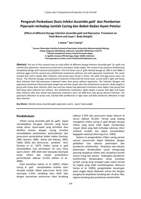 (PDF) Effect of different Dosage Infection Ascaridia galli and ...