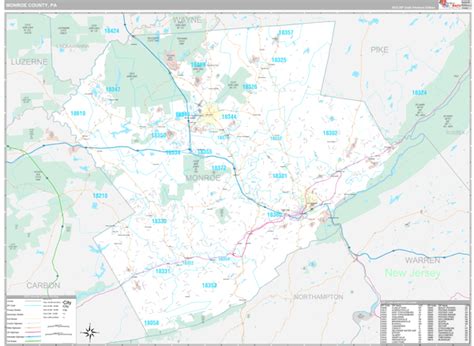 Monroe County, PA Zip Code Map - Premium