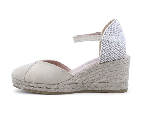 Sandalia Cuña Esparto Haro 24 Ante Beige Mujer Sandalias Esparto