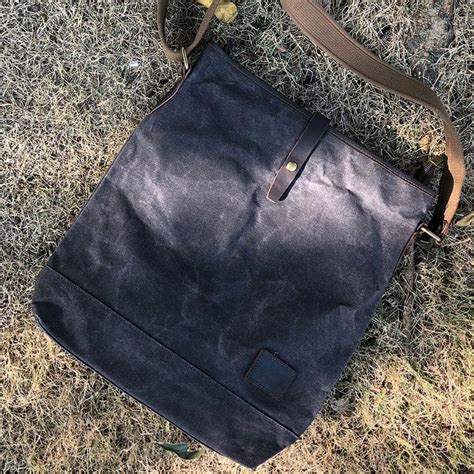 Waxed Canvas Messenger Bag For Men Vintage Shoulder Bag For Men Imessengerbags