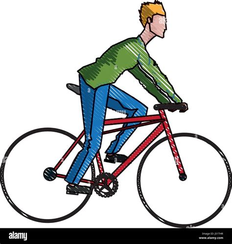 Drawing Guy Rider Bike Transport Stock Vector Image And Art Alamy