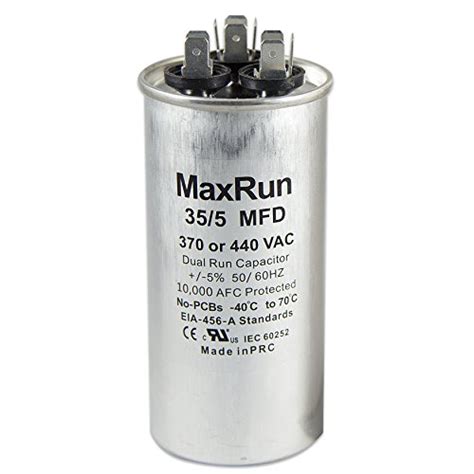 MAXRUN 35 5 MFD Uf 370 Or 440 Volt VAC Round Motor Dual Run Capacitor