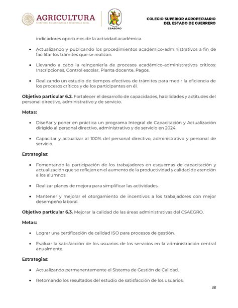 Plan De Desarrollo Institucional Del Csaegro Csaegro