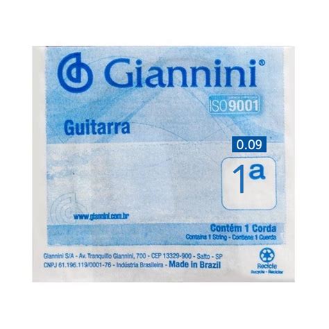 Corda 1 Guitarra Giannini GEEGST9 1 0 09