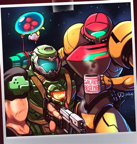 Samus Aran Metroid Doomguy And Master Chief Metroid And 2 More