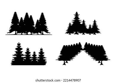 Forest Tree Silhouettes Collection Pine Trees Stock Vector Royalty