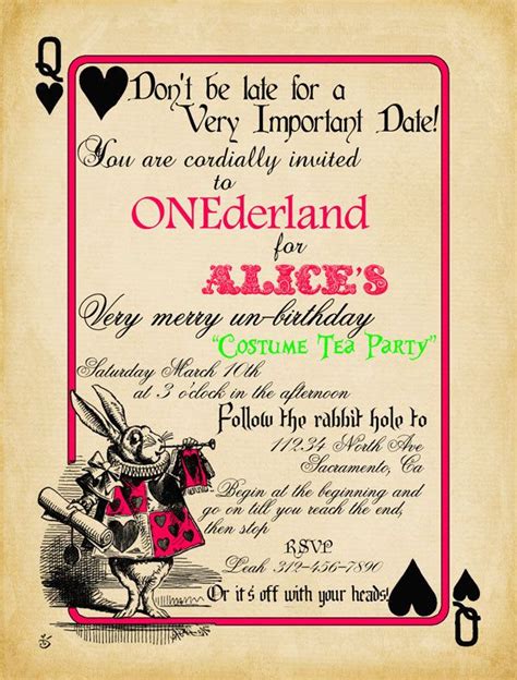 Alice In Wonderland Invite Templates Free Printable Calendars At A Glance