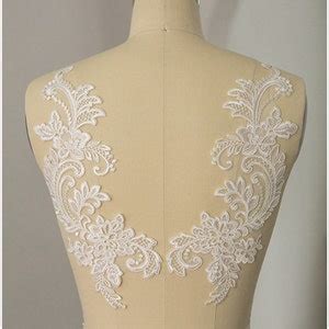 A17 001 2pc Mirrored Corded Lace Flower Applique IVORY Etsy