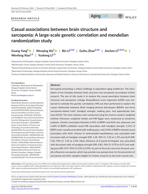 PDF Casual Associations Between Brain Structure And Sarcopenia A